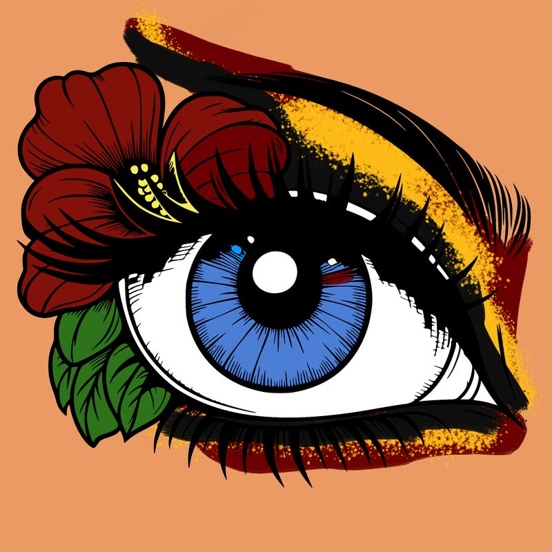 realistic eye with flower