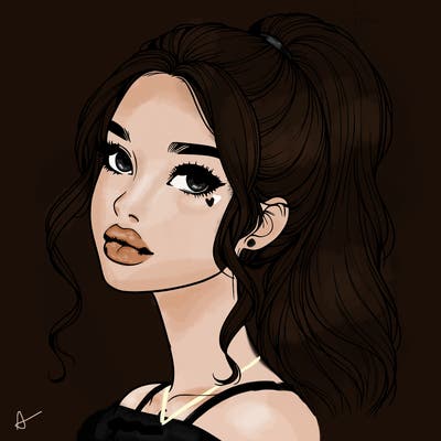 realistic girl with a ponytail on her hair and lips