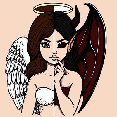 realistic angel half demon