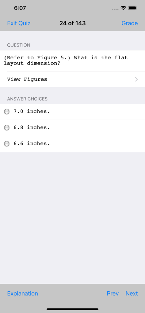 Prepware Aviation Maintenance - A practice question screen in the Prepware Aviation Maintenance app showing a multiple choice question for the FAA Knowledge Exam.