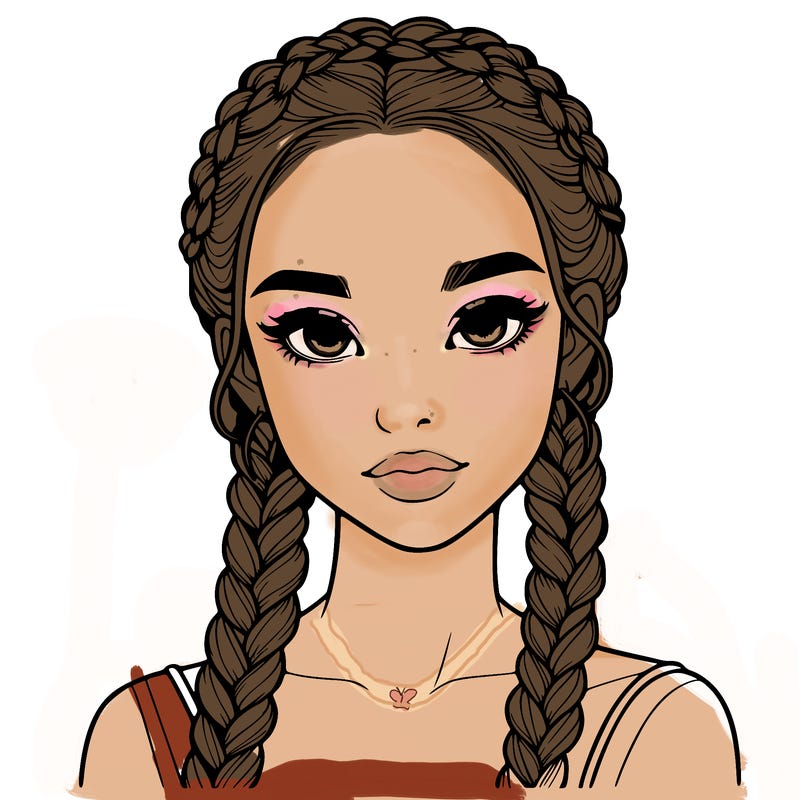 realistic girl with braids