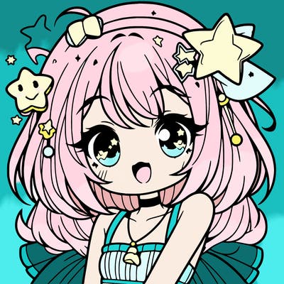 cute anime girl with star accessories