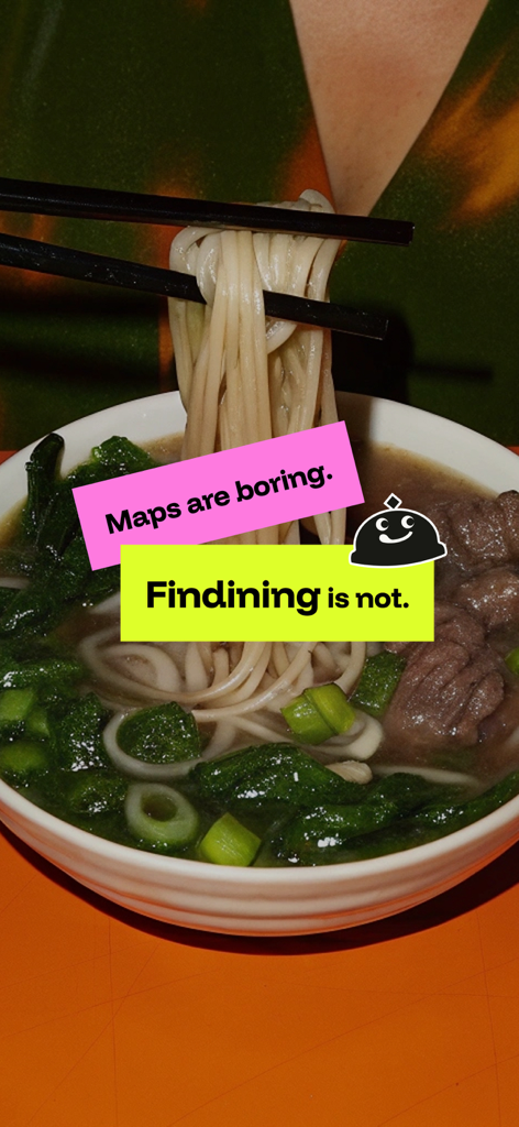 Findining - 由社群推薦出發的找餐廳平台 - A close up of a bowl of beef noodle soup with text saying Maps are boring Findining is not