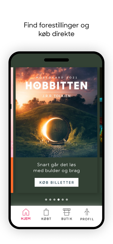 The Royal Danish Theatre app ticket purchase screen for The Hobbit