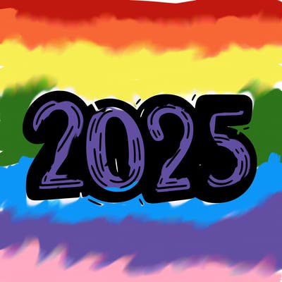 one line scrawled numbers sketch design “2025”