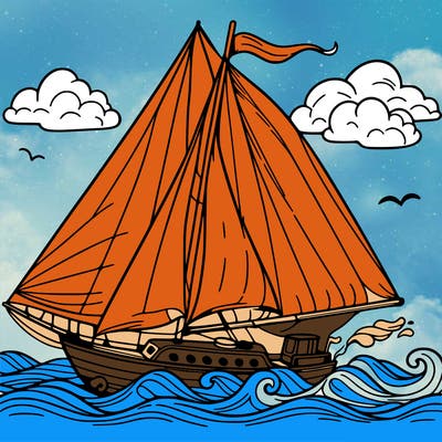 sailingboat in lineart