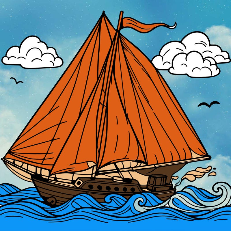 sailingboat in lineart