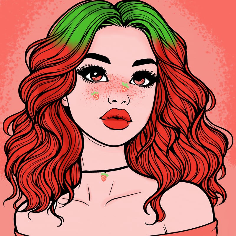 realistic girl with wavy hair and lips