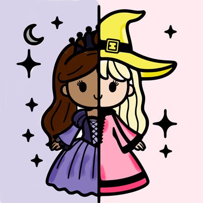 split princess and witch