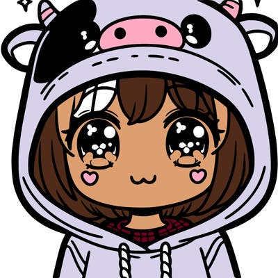 kawaii girl with cow hoodie