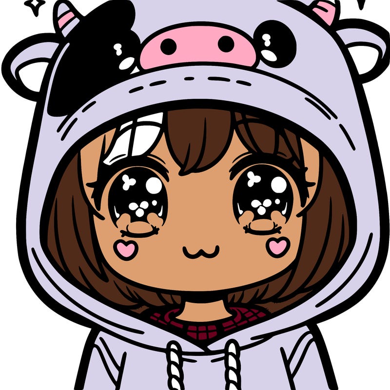 kawaii girl with cow hoodie