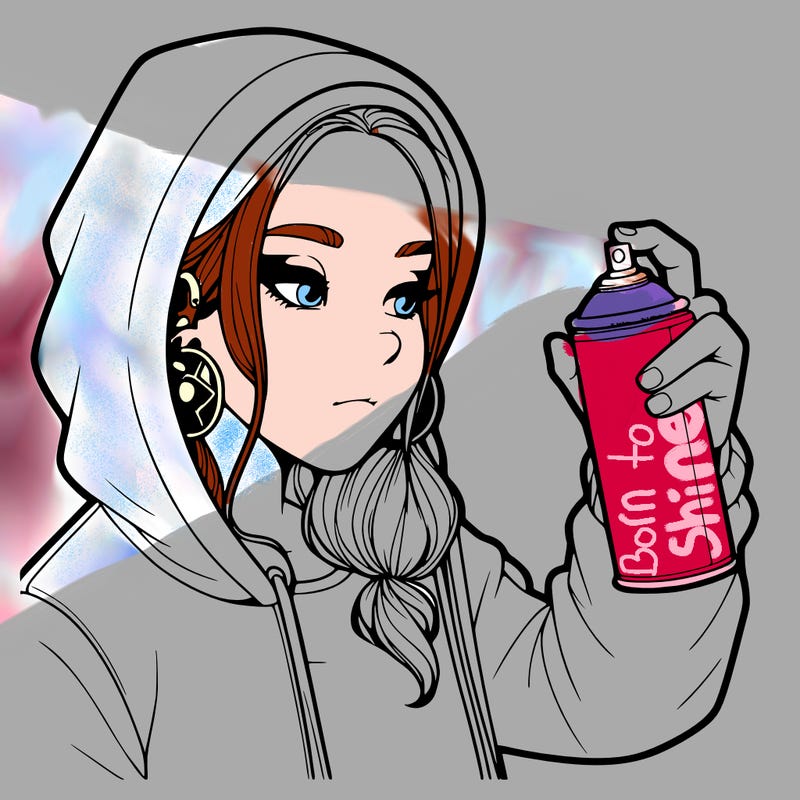 a realistic girl, spray painting