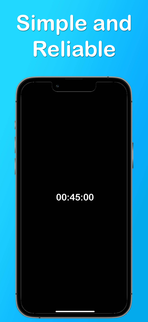 Sleep Timer: Stop Music Player - Pantalla de smartphone mostrando una cuenta regresiva de temporizador de sueño de 45 minutos en un fondo oscuro