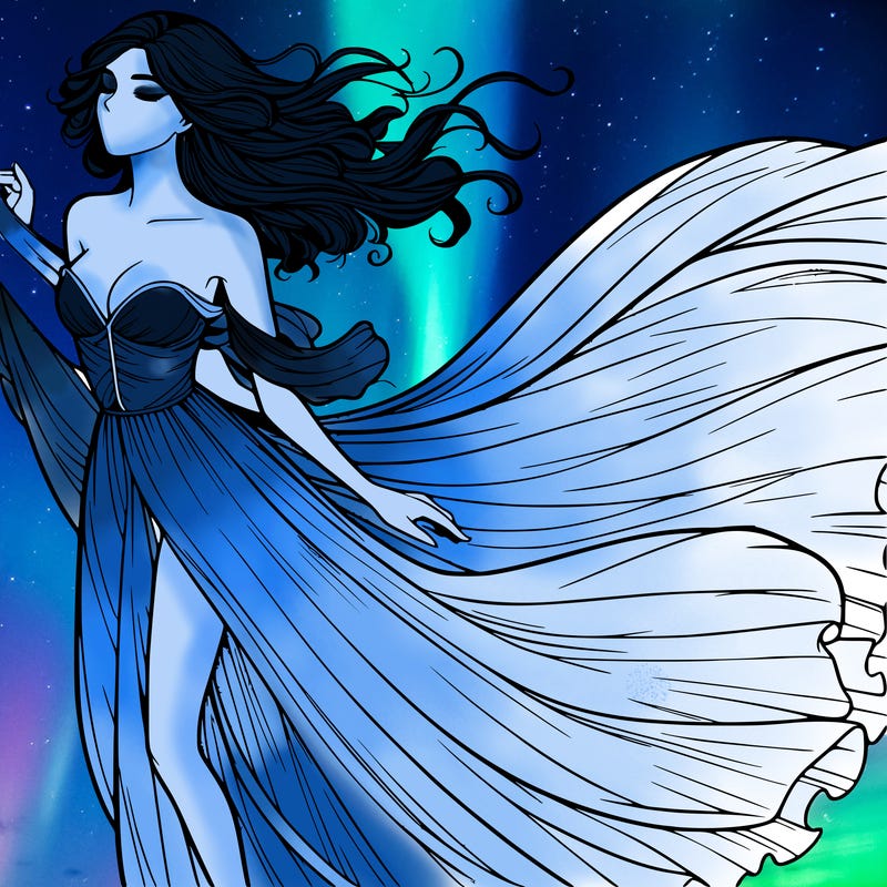 realistic woman in dress flowing the the wind