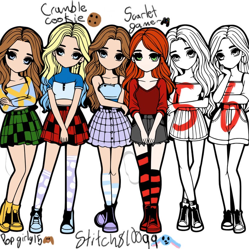 a group of girls realistic