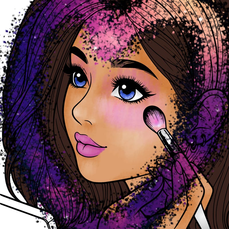 a realistic girl doing her makeup