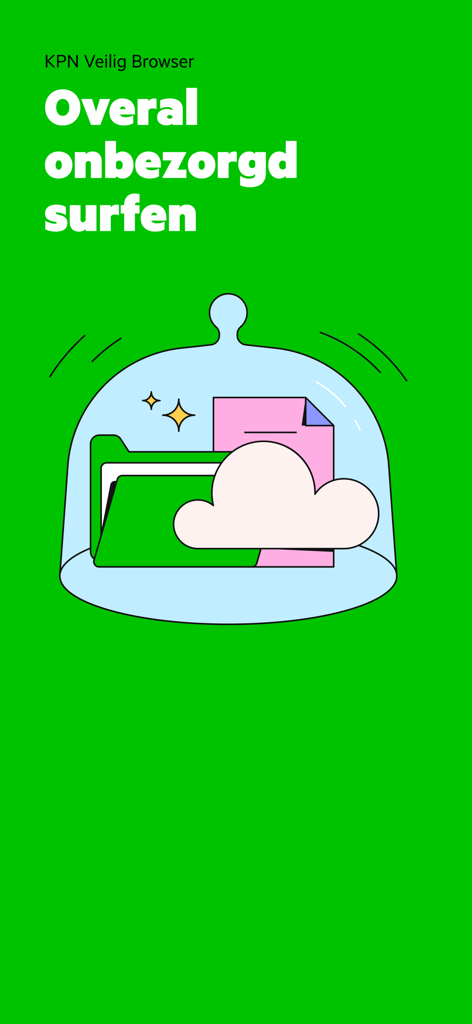 KPN Veilig Browser - Protective glass dome over digital files illustrating secure internet browsing