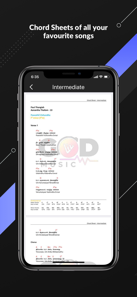 God Music - Intermediate chord sheet for a Christian worship song in the God Music app