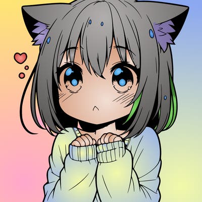 shy anime catgirl