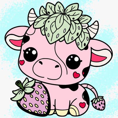 cute strawberry cow