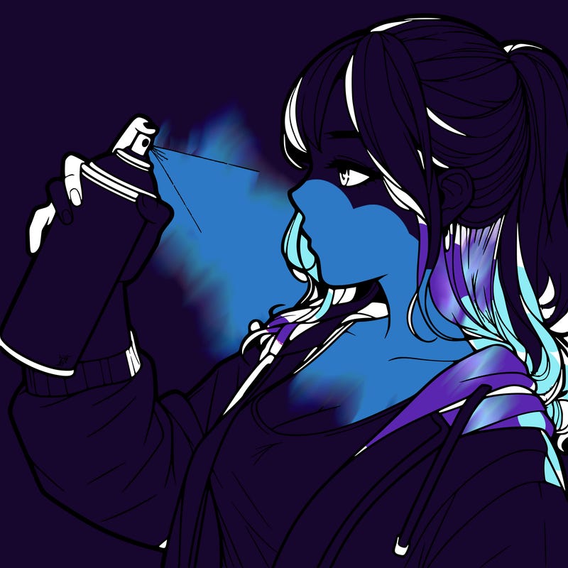 a realistic girl spray, painting