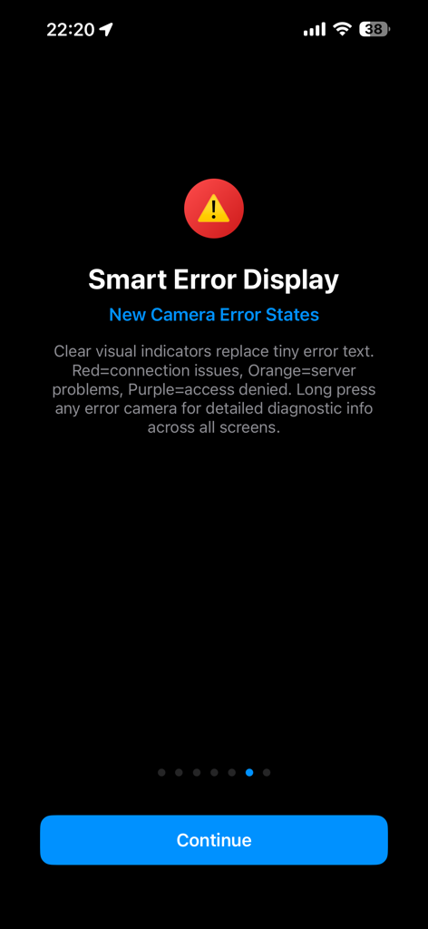 TrafficCamNZ app screen explaining visual color indicators for camera error states