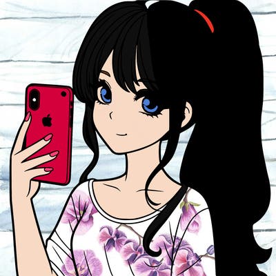 a realistic girl with a pony tail and a iphone