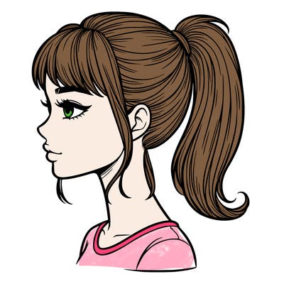 realistic woman with a pony tail hair style