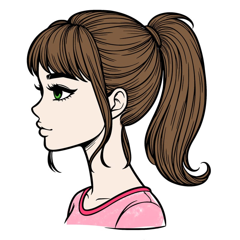 realistic woman with a pony tail hair style