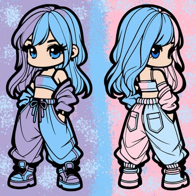 girl in crop top and baggy pants