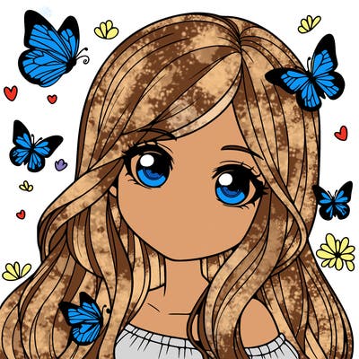 realistic girl with butterflies around her