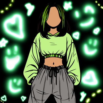 realistic girl faceless with baggy pants and a crop top