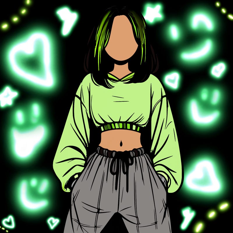 realistic girl faceless with baggy pants and a crop top