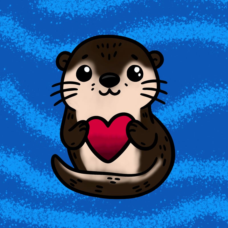 otter with a heart