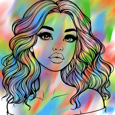 realistic girl with wavy hair and lips