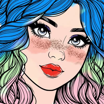 beautiful realistic girl close up to the camera with wavy hair,