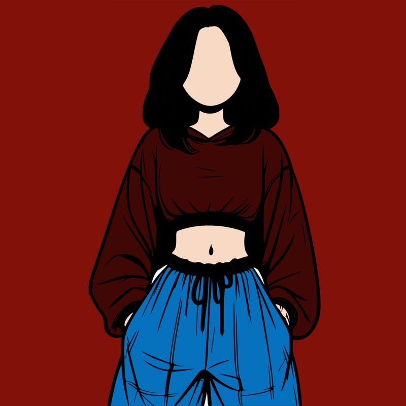 realistic girl faceless with baggy pants and a crop top