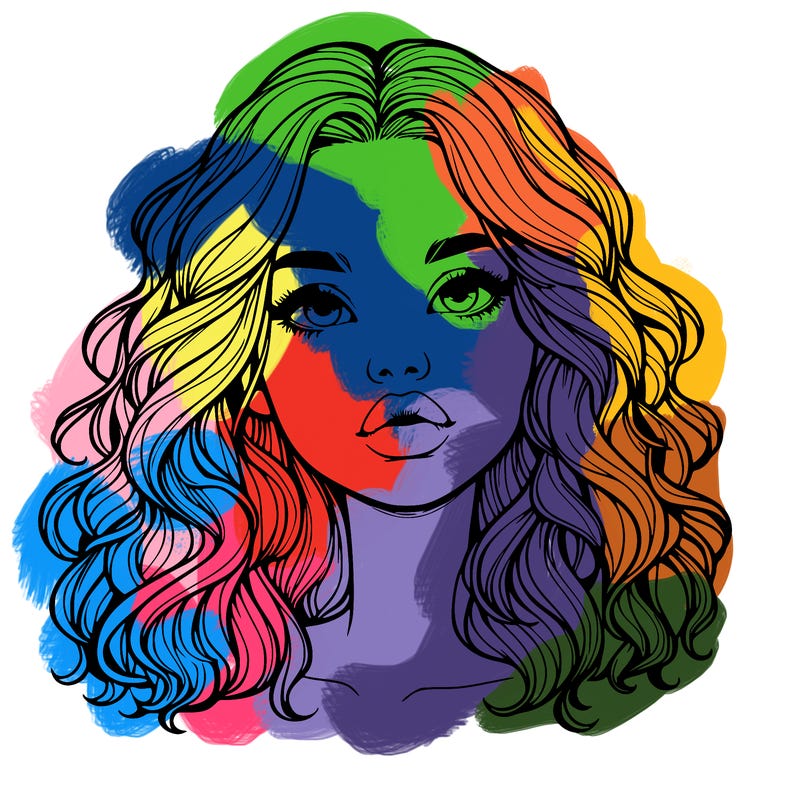 realistic girl with wavy hair and lips