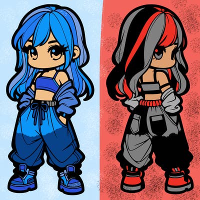 girl in crop top and baggy pants