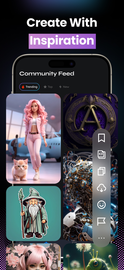 Vidu - AI Video Generator Tool - Vidu AI app community feed displaying trending images and creative inspiration for creators