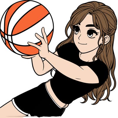 realistic girl playing basketball