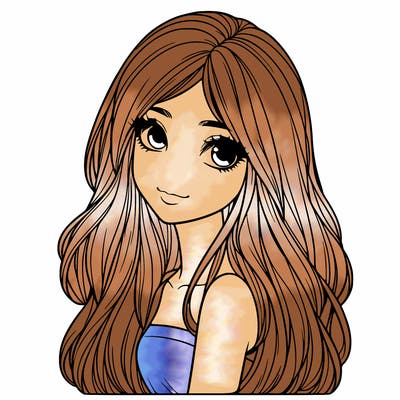 realistic girl with long hair