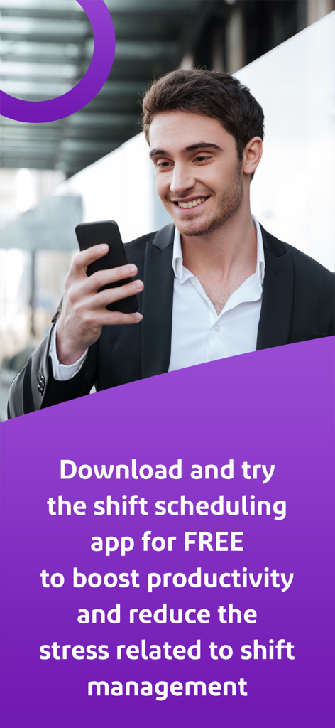 Professional man using a mobile app to schedule employee shifts and boost productivity