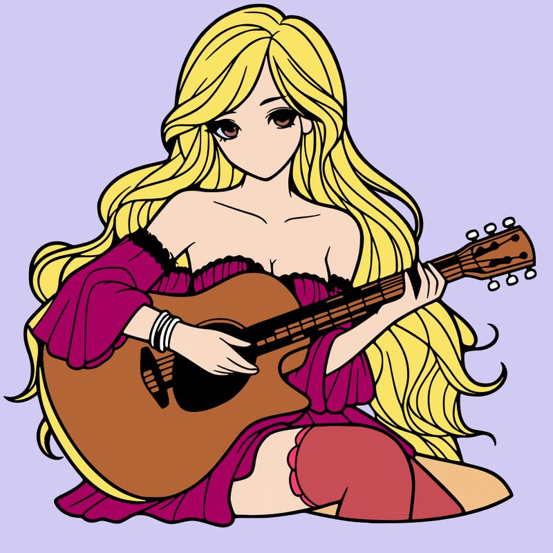 beautiful girl playing the guitar