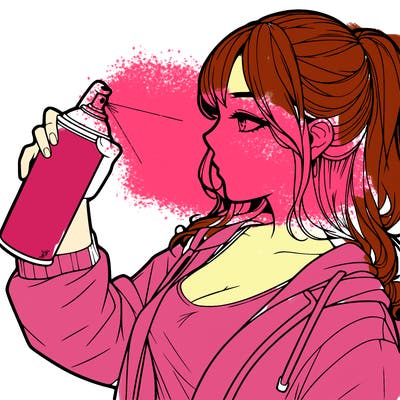 a realistic girl spray, painting