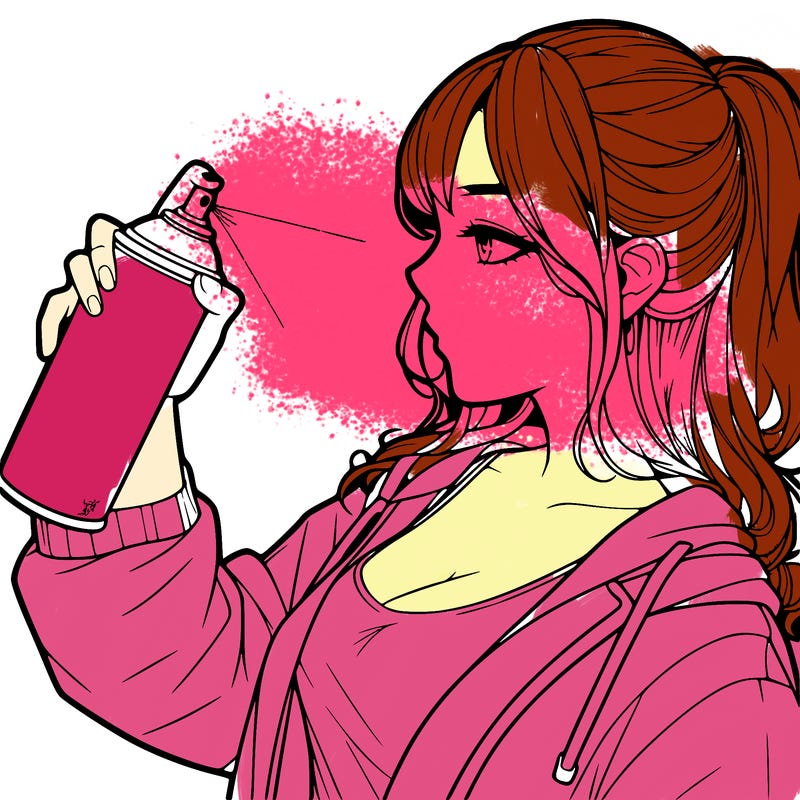 a realistic girl spray, painting