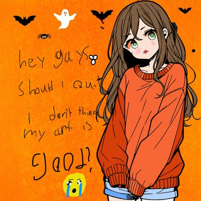 manga teen girl  in a sweater and baggy pants