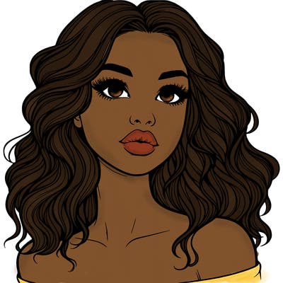 realistic girl with wavy hair and lips