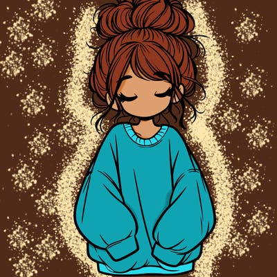 girl with baggy sweatshirt and messy bun