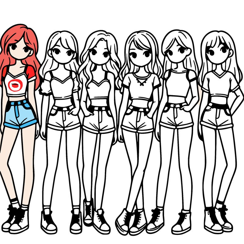a group of girls wearing crop tops and shorts